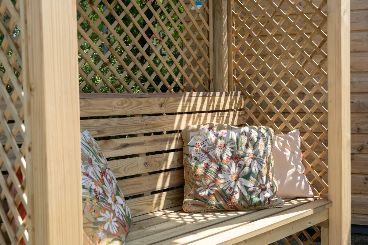 wooden garden arbour seat
